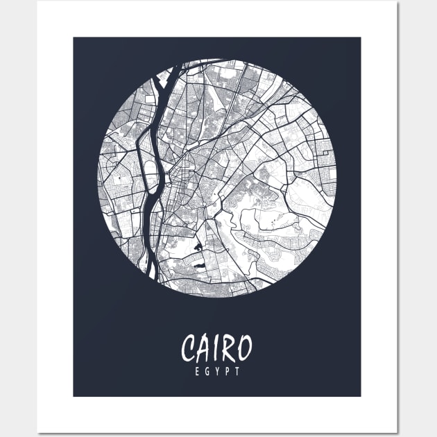 Cairo, Egypt City Map - Full Moon Wall Art by deMAP Studio